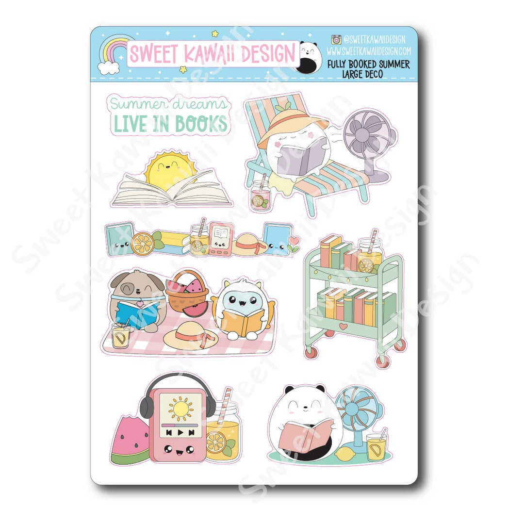 Kawaii Fully Booked Summer Deco (LARGE) Stickers