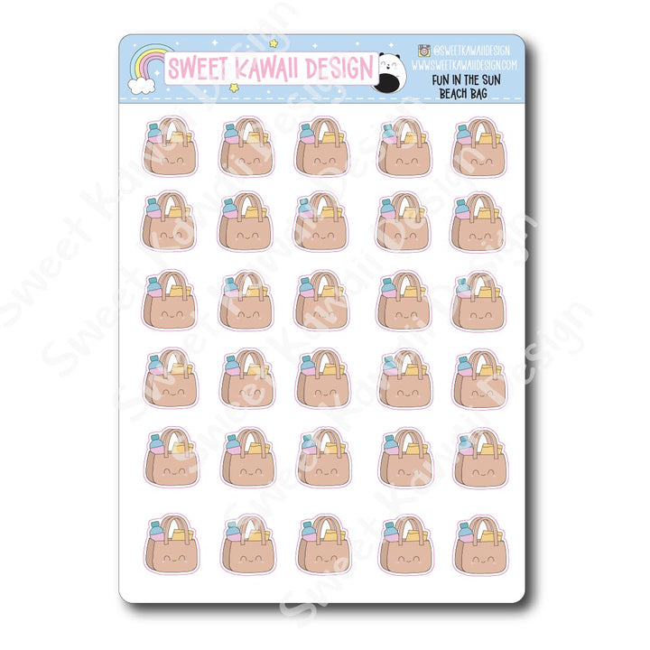 Kawaii Fun in the Sun Stickers - Beach Bag