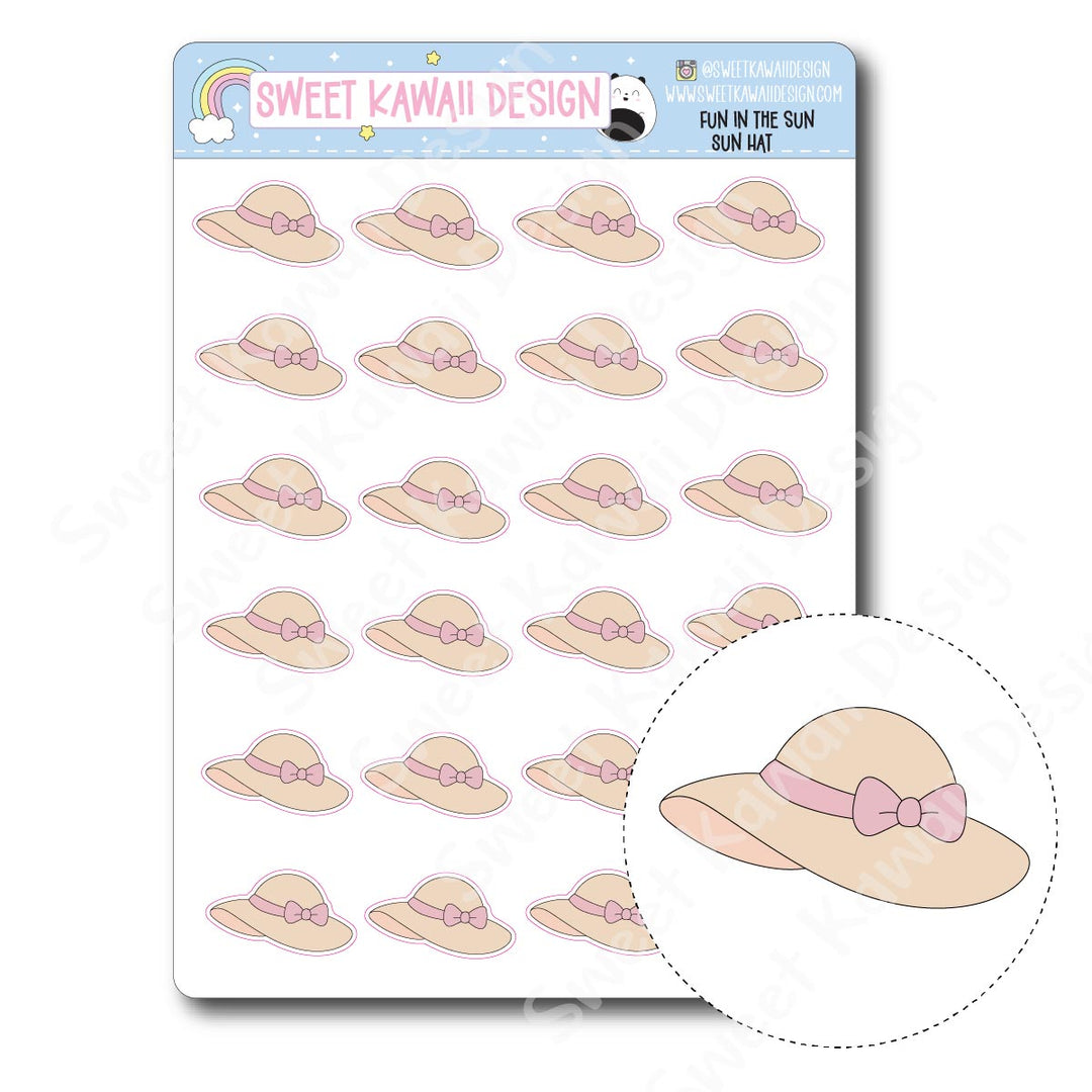Kawaii Fun in the Sun Stickers - Sun Hat