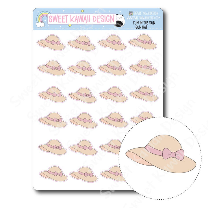 Kawaii Fun in the Sun Stickers - Sun Hat