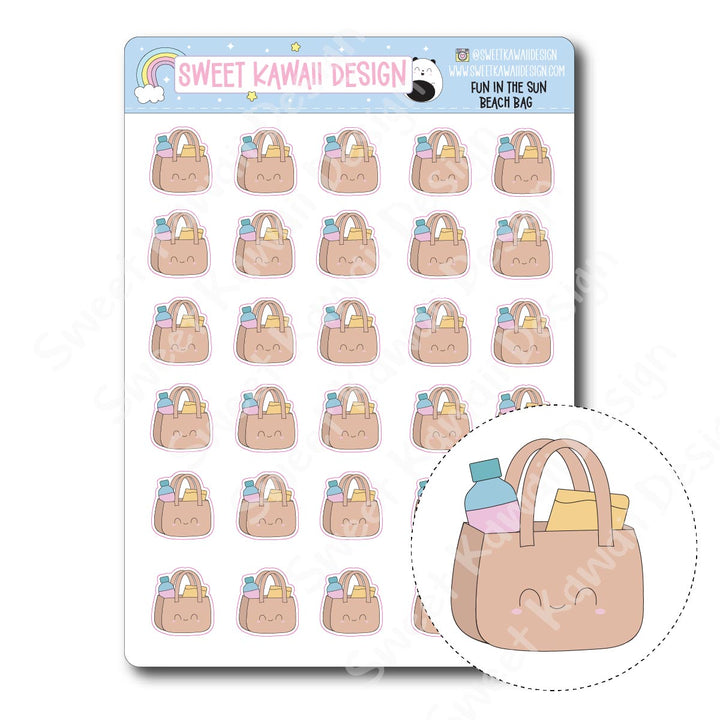 Kawaii Fun in the Sun Stickers - Beach Bag