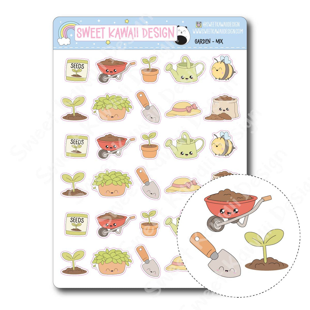Kawaii Garden Stickers - Mix