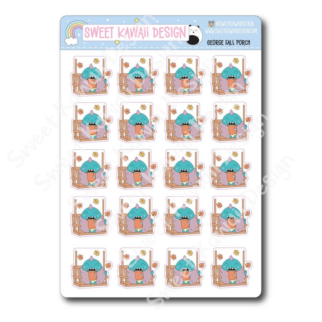 Kawaii George Stickers - Fall Porch