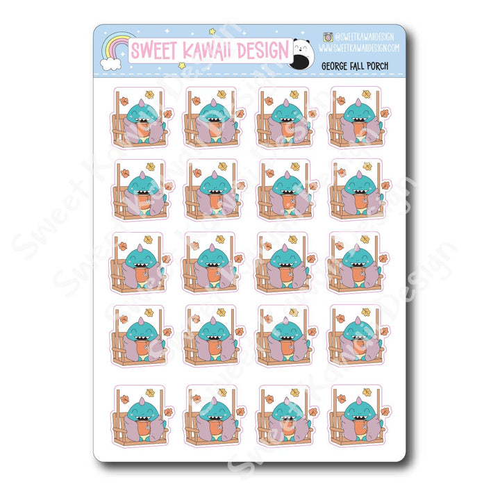 Kawaii George Stickers - Fall Porch