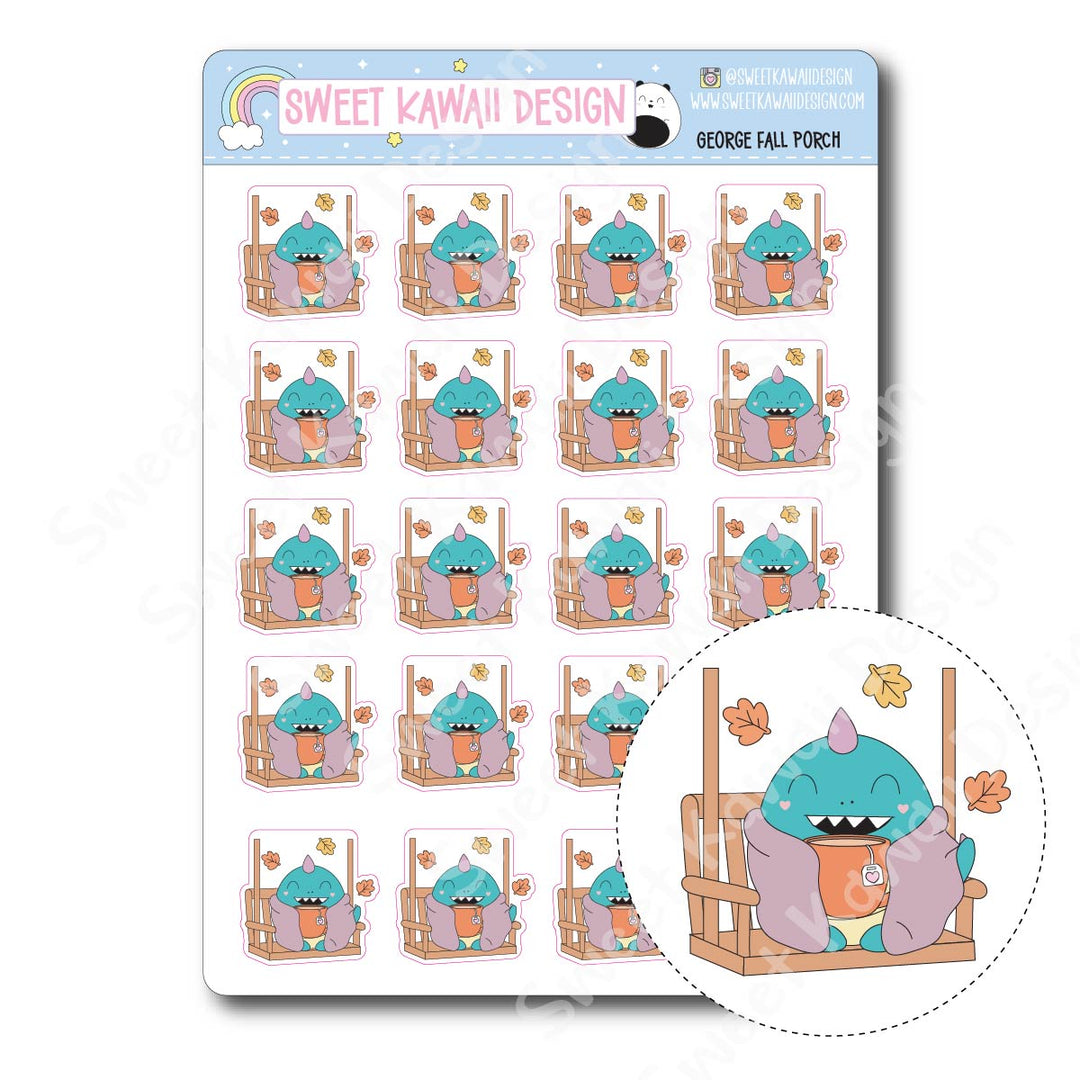 Kawaii George Stickers - Fall Porch