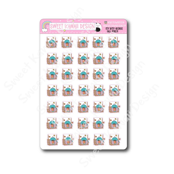 Kawaii George Stickers - Fall Porch