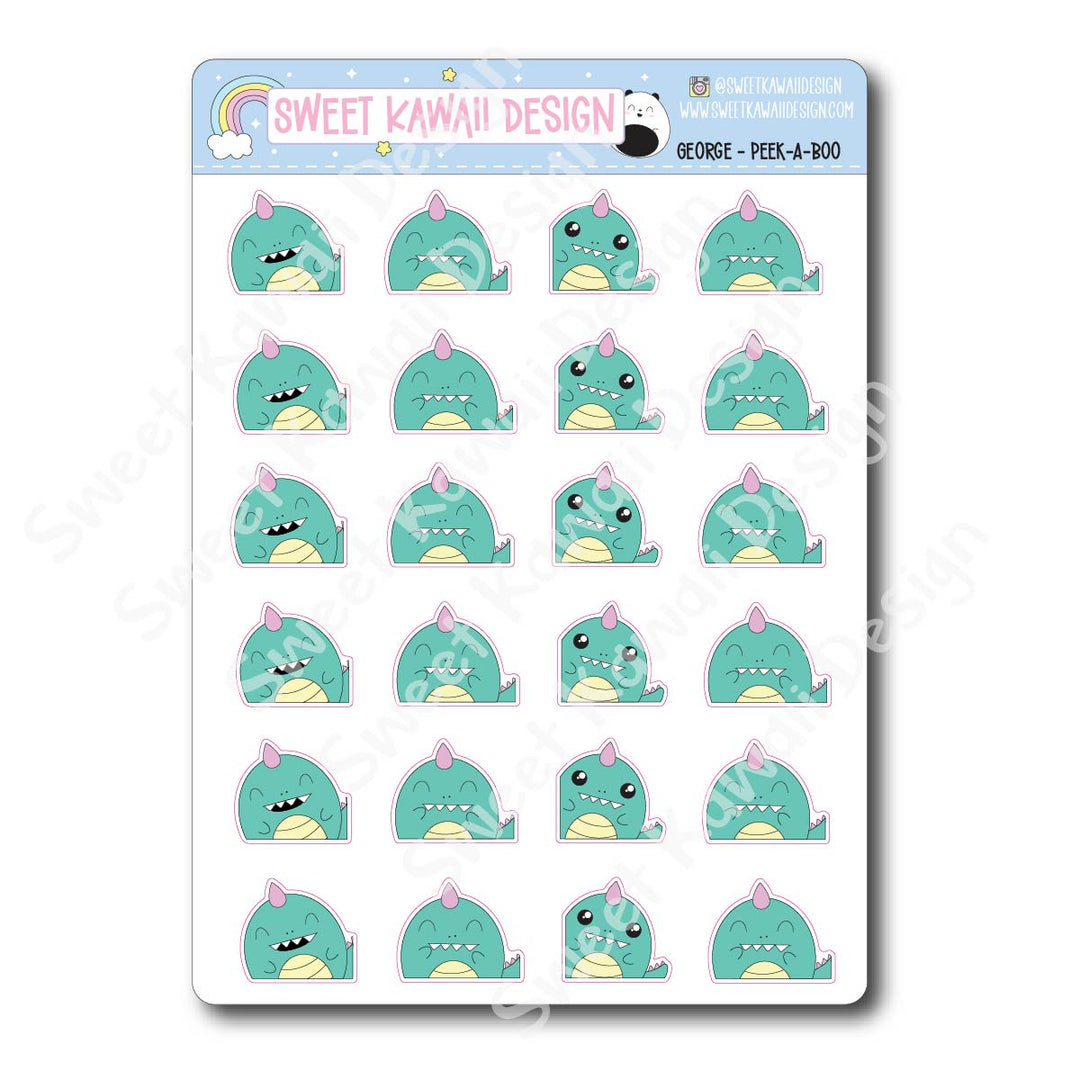 Kawaii George Stickers - Peek-a-boo