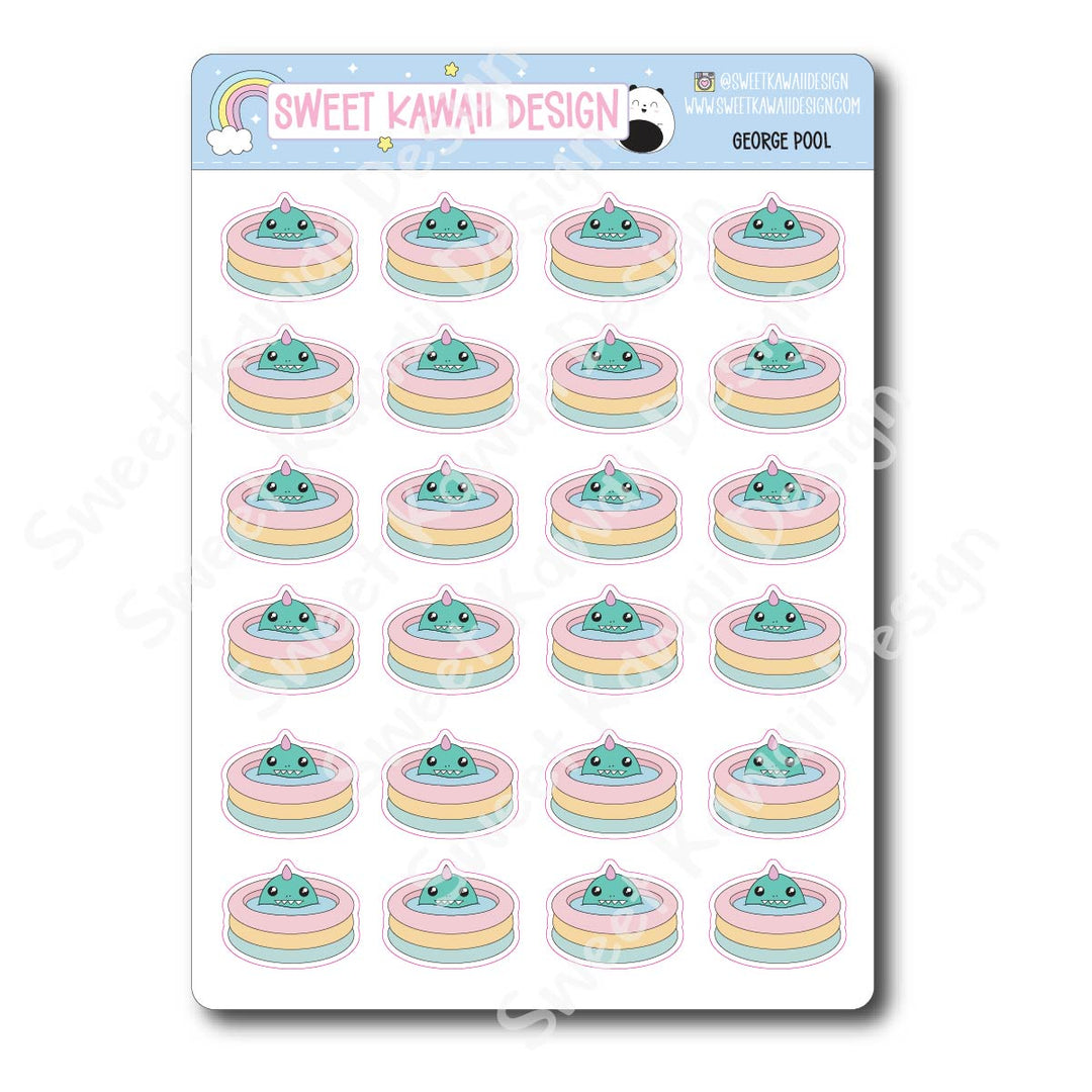 Kawaii George Stickers - Pool