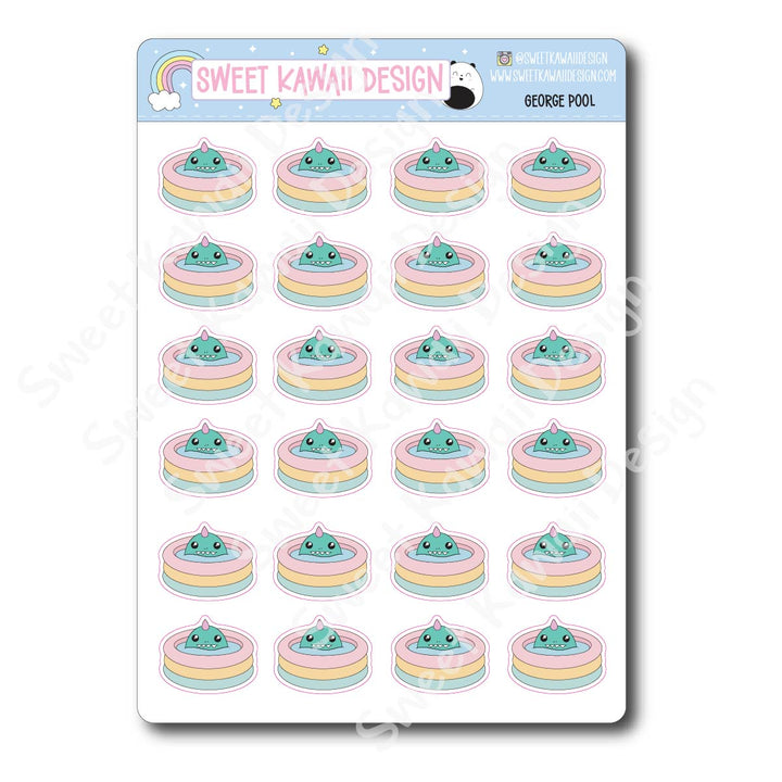 Kawaii George Stickers - Pool