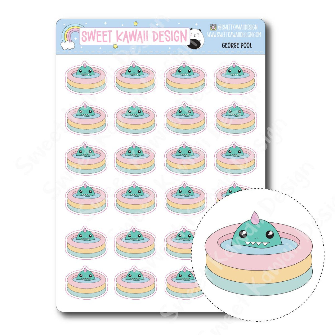Kawaii George Stickers - Pool