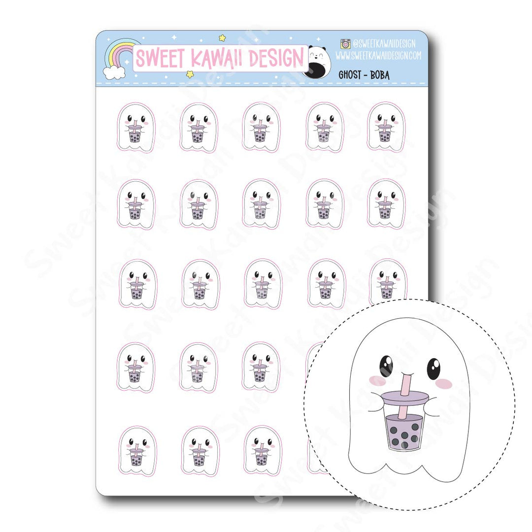 Kawaii Ghost Stickers - Boba