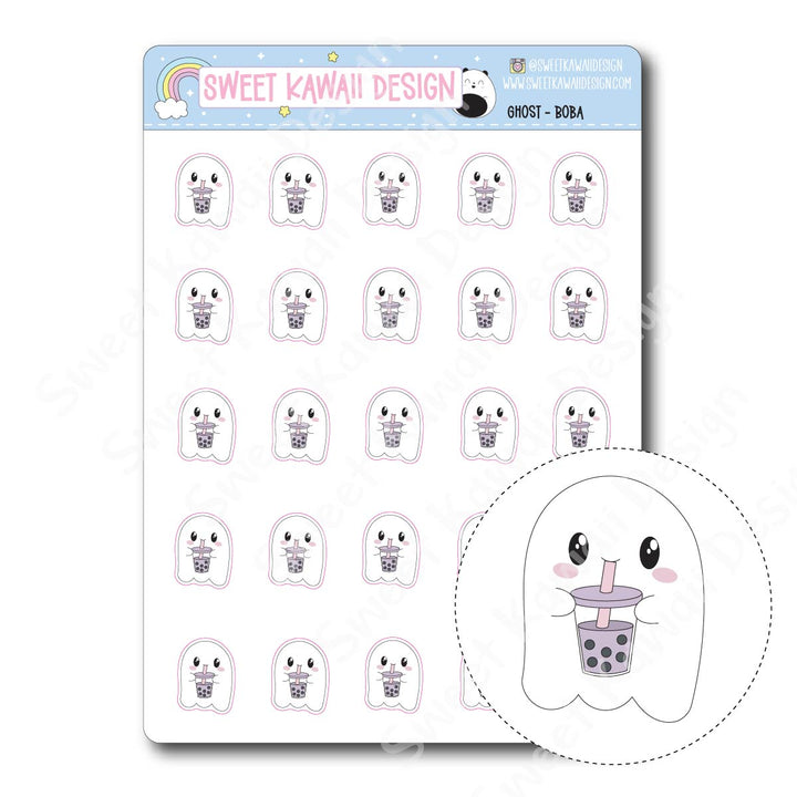 Kawaii Ghost Stickers - Boba