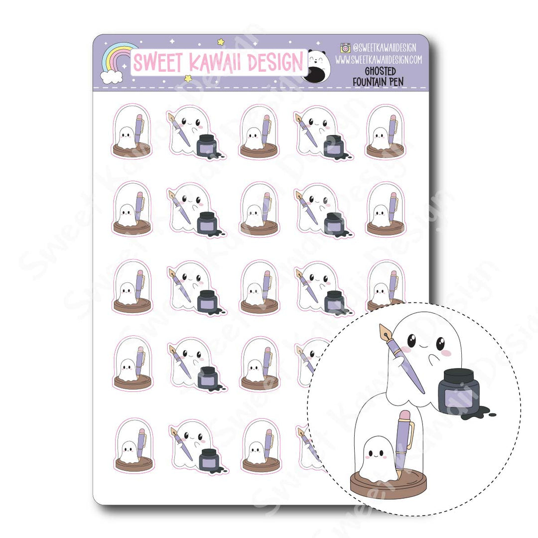 Kawaii Ghosted Stickers - Fountain Pen