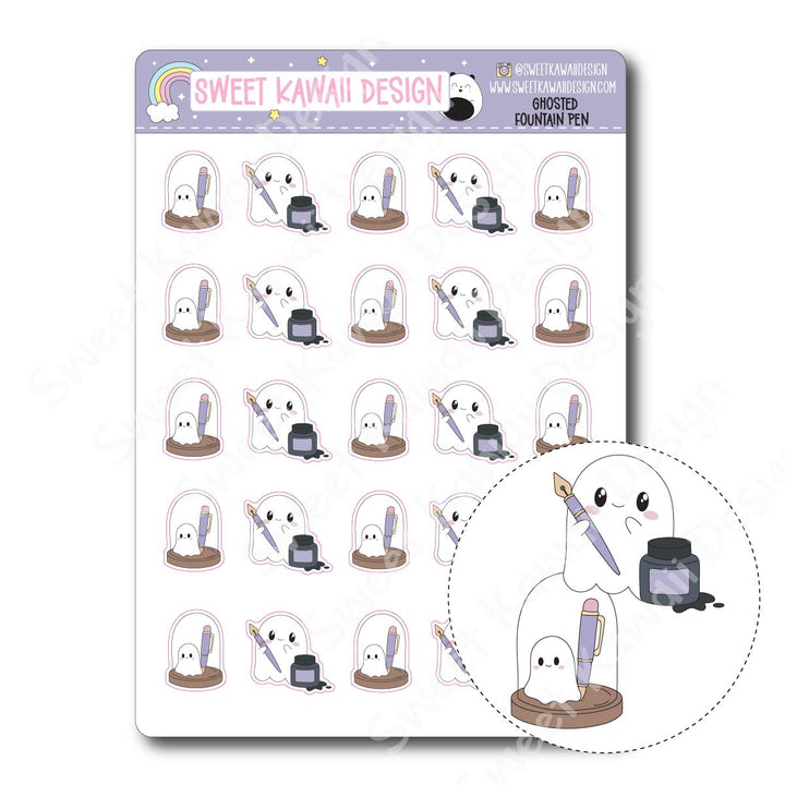 Kawaii Ghosted Stickers - Fountain Pen