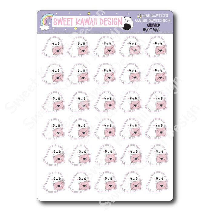 Kawaii Ghosted Stickers - Happy Mail