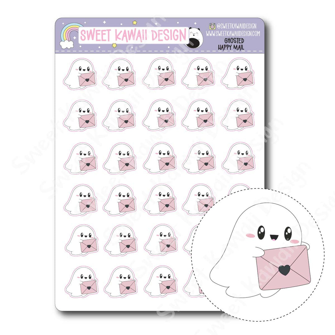Kawaii Ghosted Stickers - Happy Mail