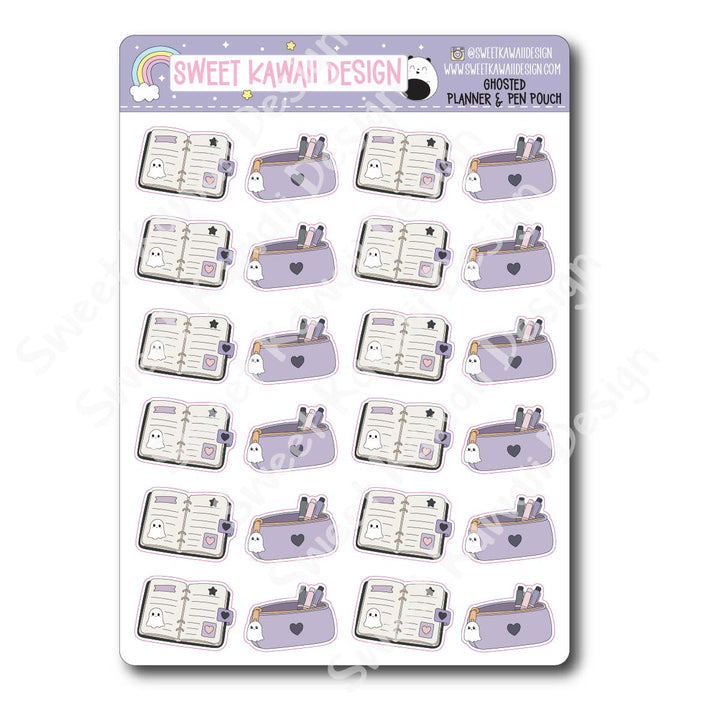 Kawaii Ghosted Stickers - Planner and Pen Pouch