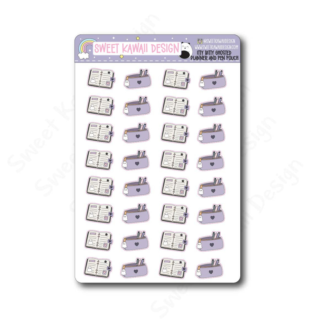 Kawaii Ghosted Stickers - Planner and Pen Pouch