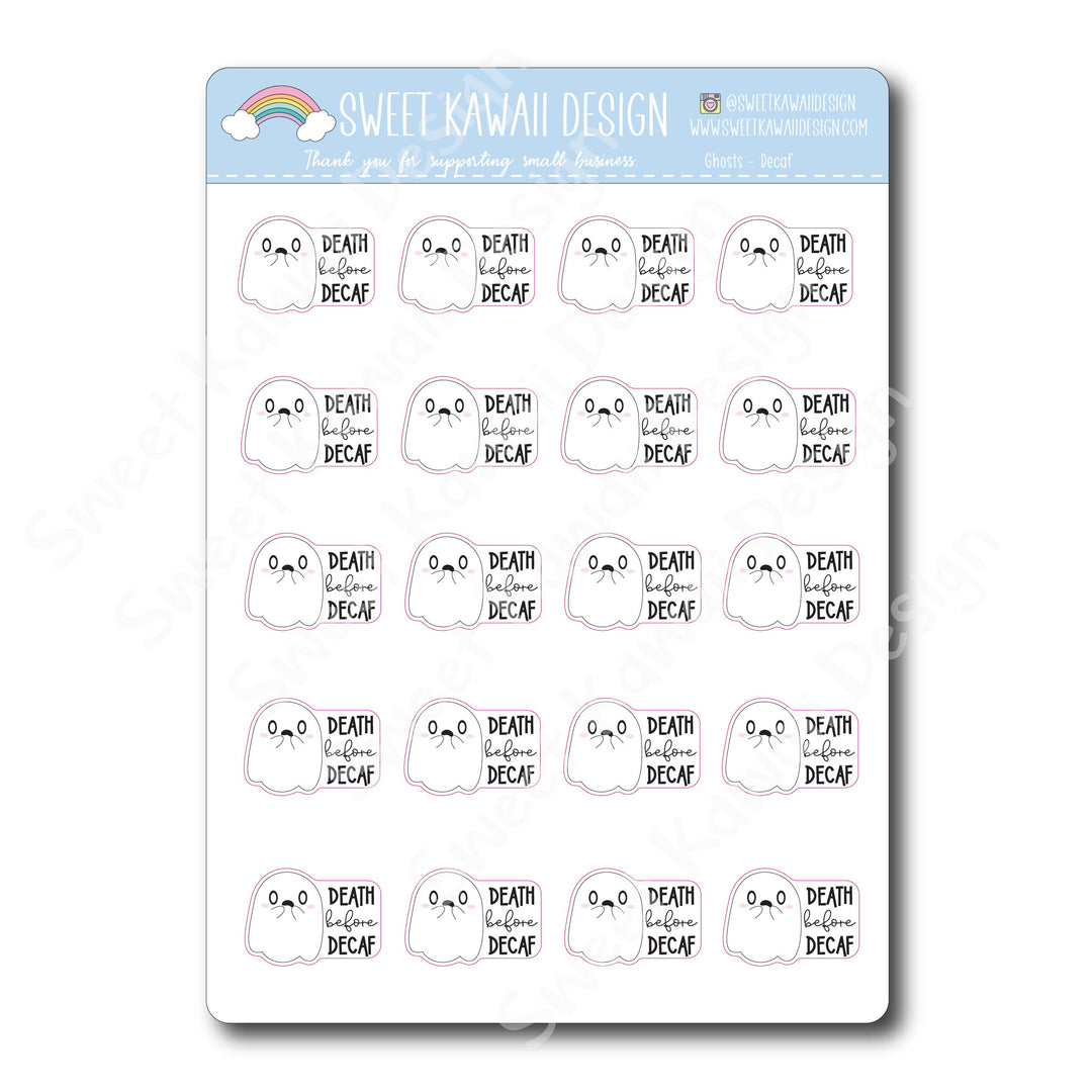 Kawaii Ghosts Stickers - Decaf