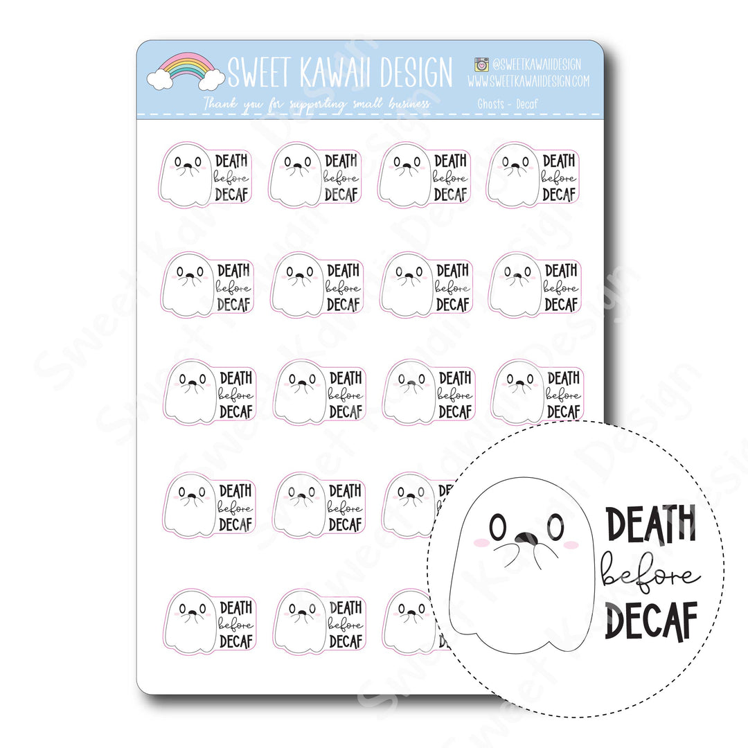 Kawaii Ghosts Stickers - Decaf