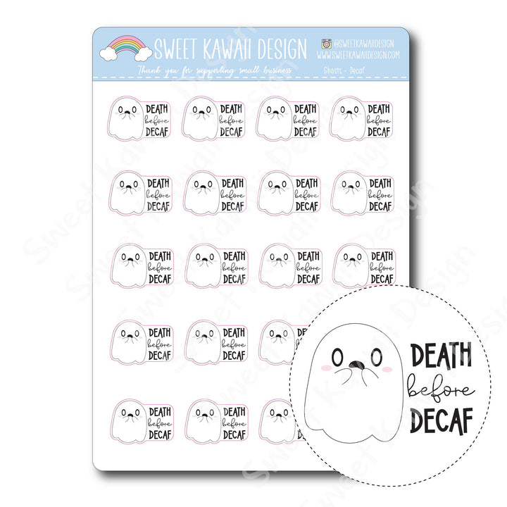 Kawaii Ghosts Stickers - Decaf