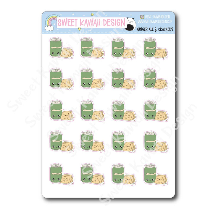 Kawaii Ginger Ale and Crackers Stickers