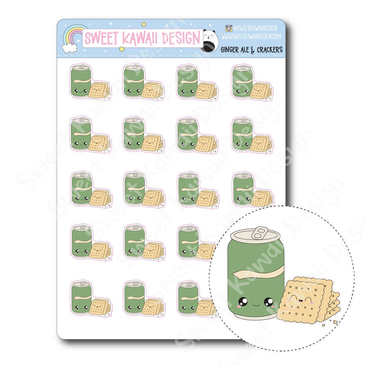 Kawaii Ginger Ale and Crackers Stickers