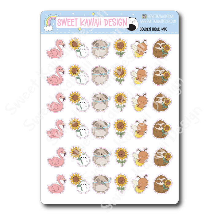 Kawaii Golden Hour Mix Stickers