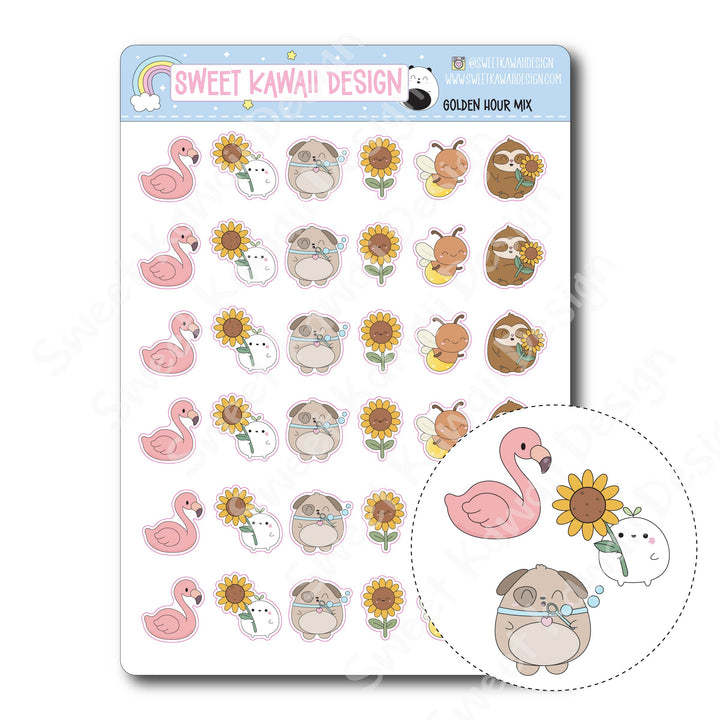Kawaii Golden Hour Mix Stickers