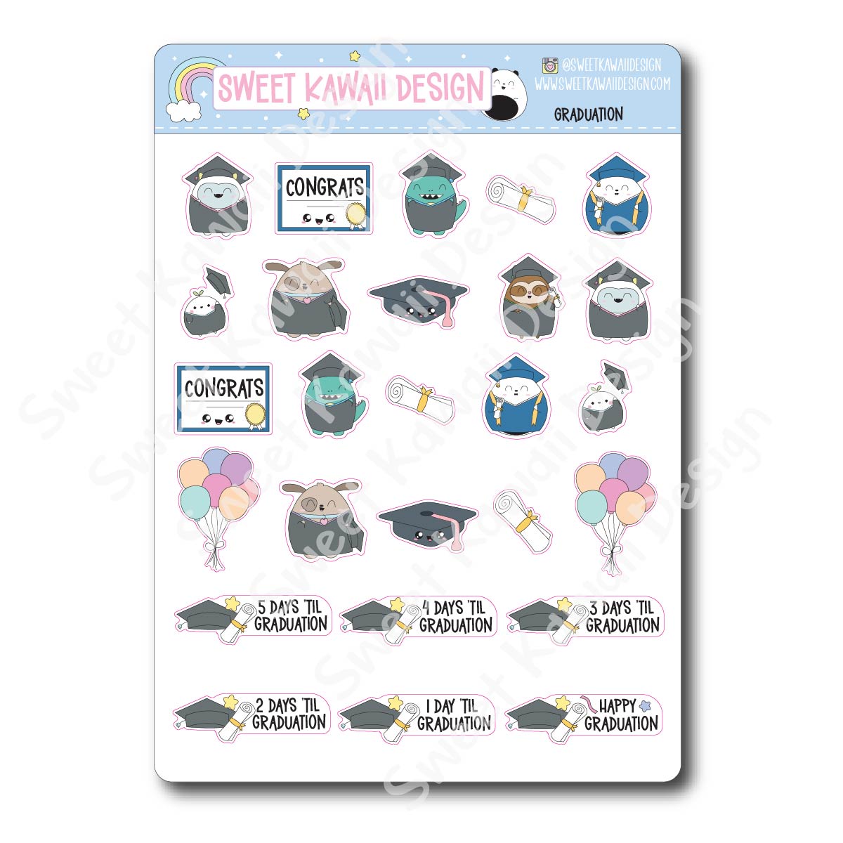 Kawaii Graduation Stickers