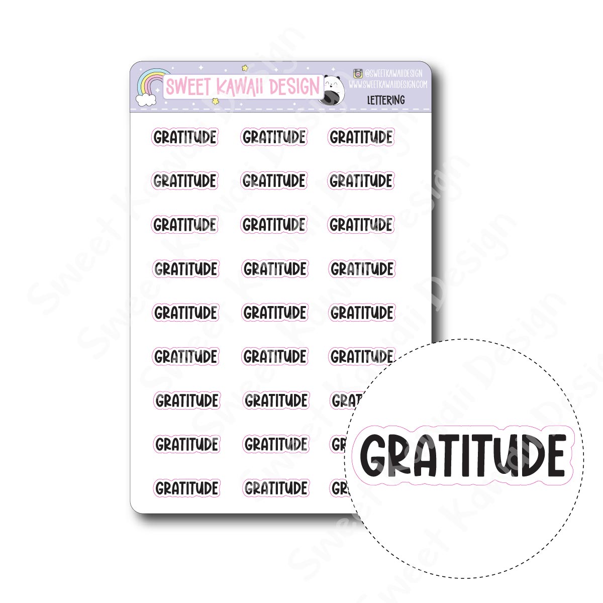 Lettering - Gratitude – Sweet Kawaii Design
