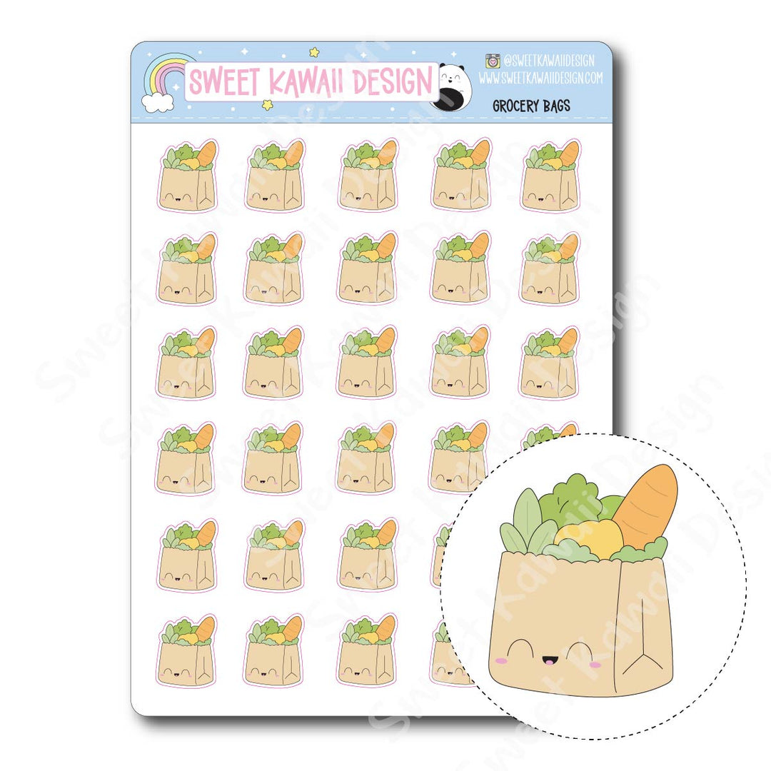 Kawaii Grocery Bag Stickers