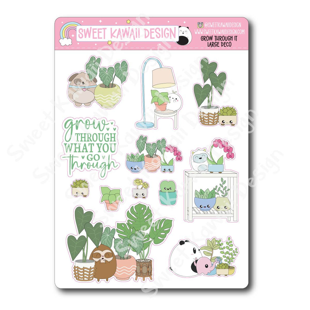 Kawaii Grow Through It Deco (LARGE) Stickers
