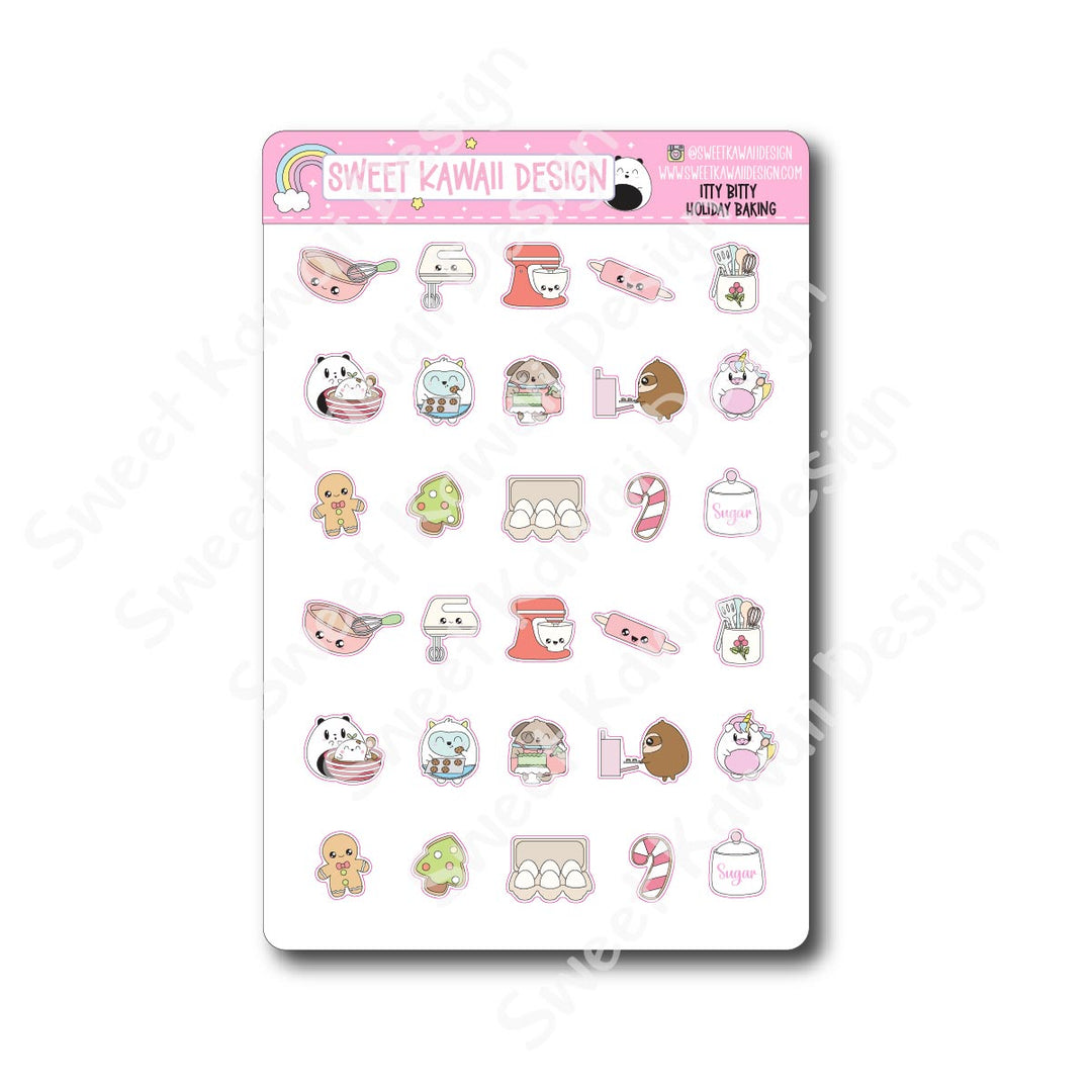 Kawaii Holiday Baking Stickers