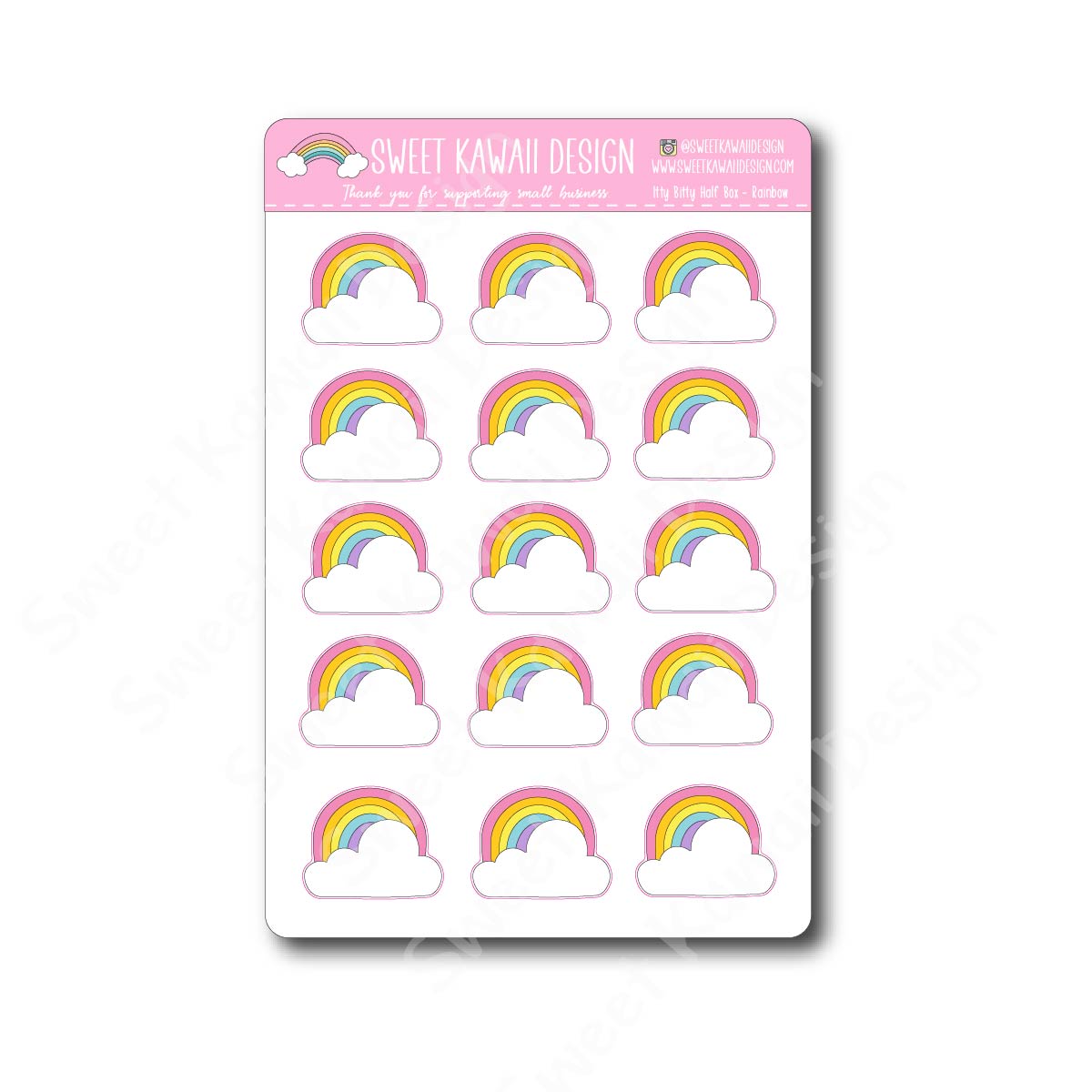 Kawaii Half Box Stickers - Rainbow