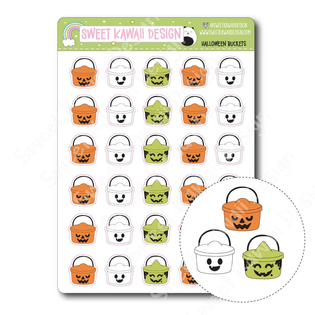 Kawaii Halloween Bucket Stickers
