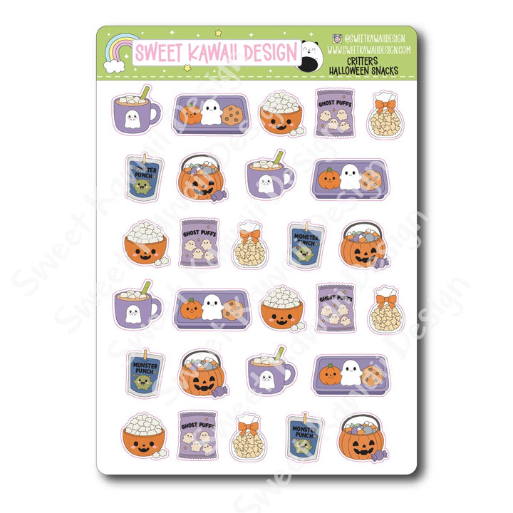 Kawaii Halloween Snacks Stickers