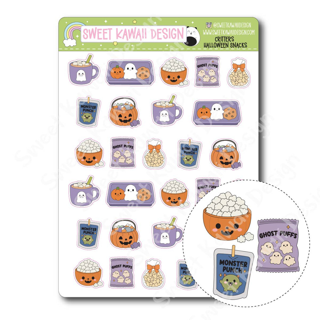 Kawaii Halloween Snacks Stickers
