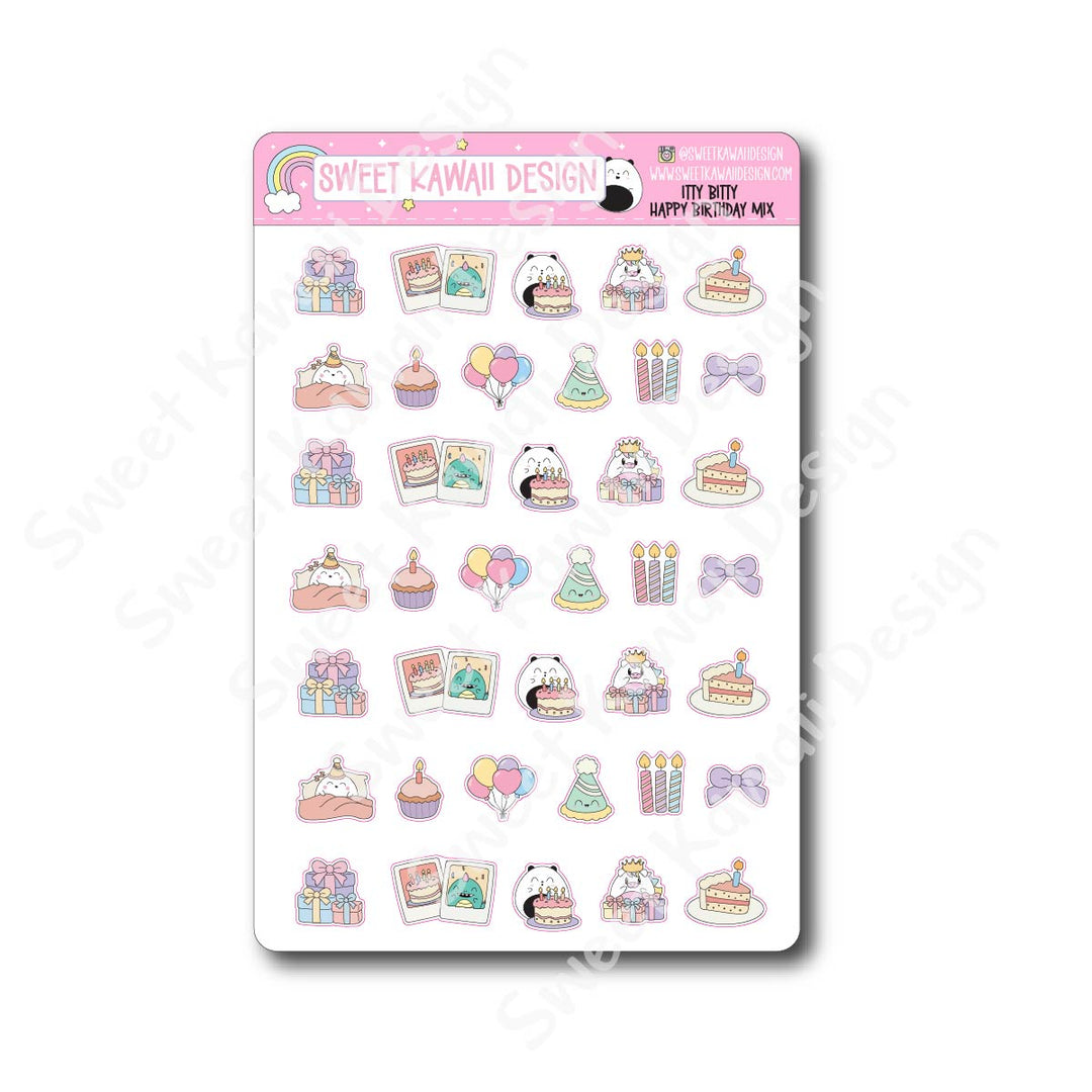 Kawaii Happy Birthday Mix Stickers