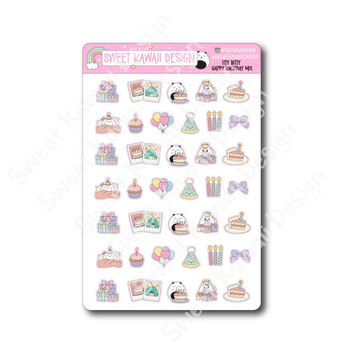 Kawaii Happy Birthday Mix Stickers