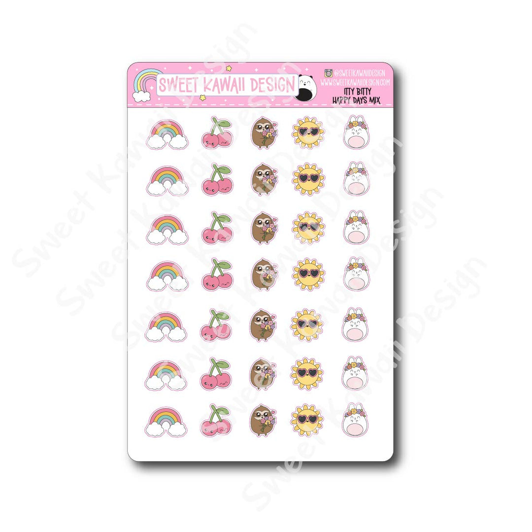 Kawaii Happy Days Stickers - Mix