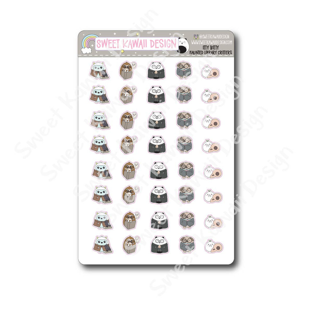 Kawaii Haunted Library Stickers - Critters