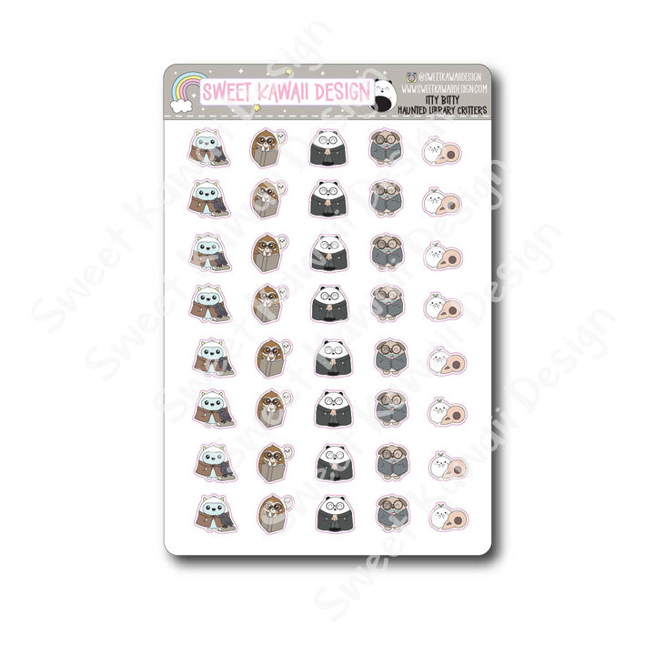 Kawaii Haunted Library Stickers - Critters