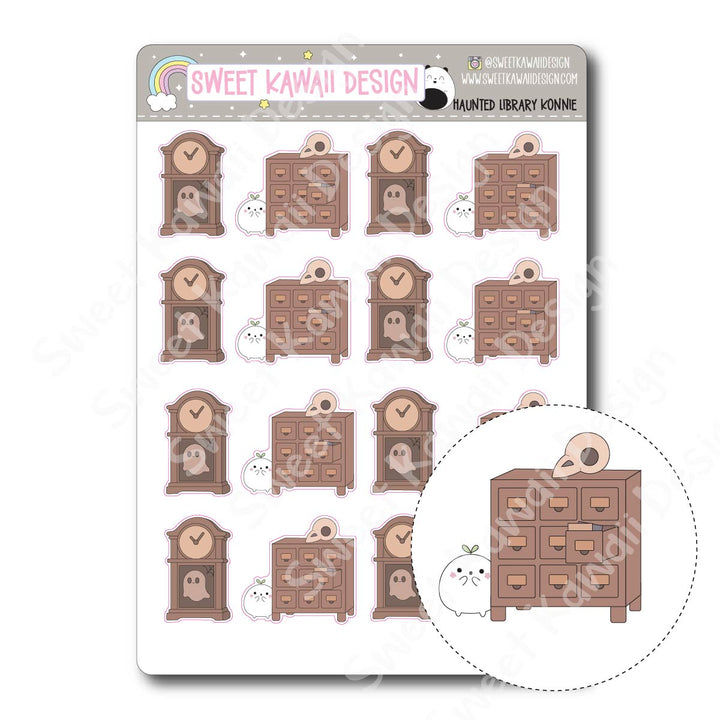 Kawaii Haunted Library Stickers - Konnie