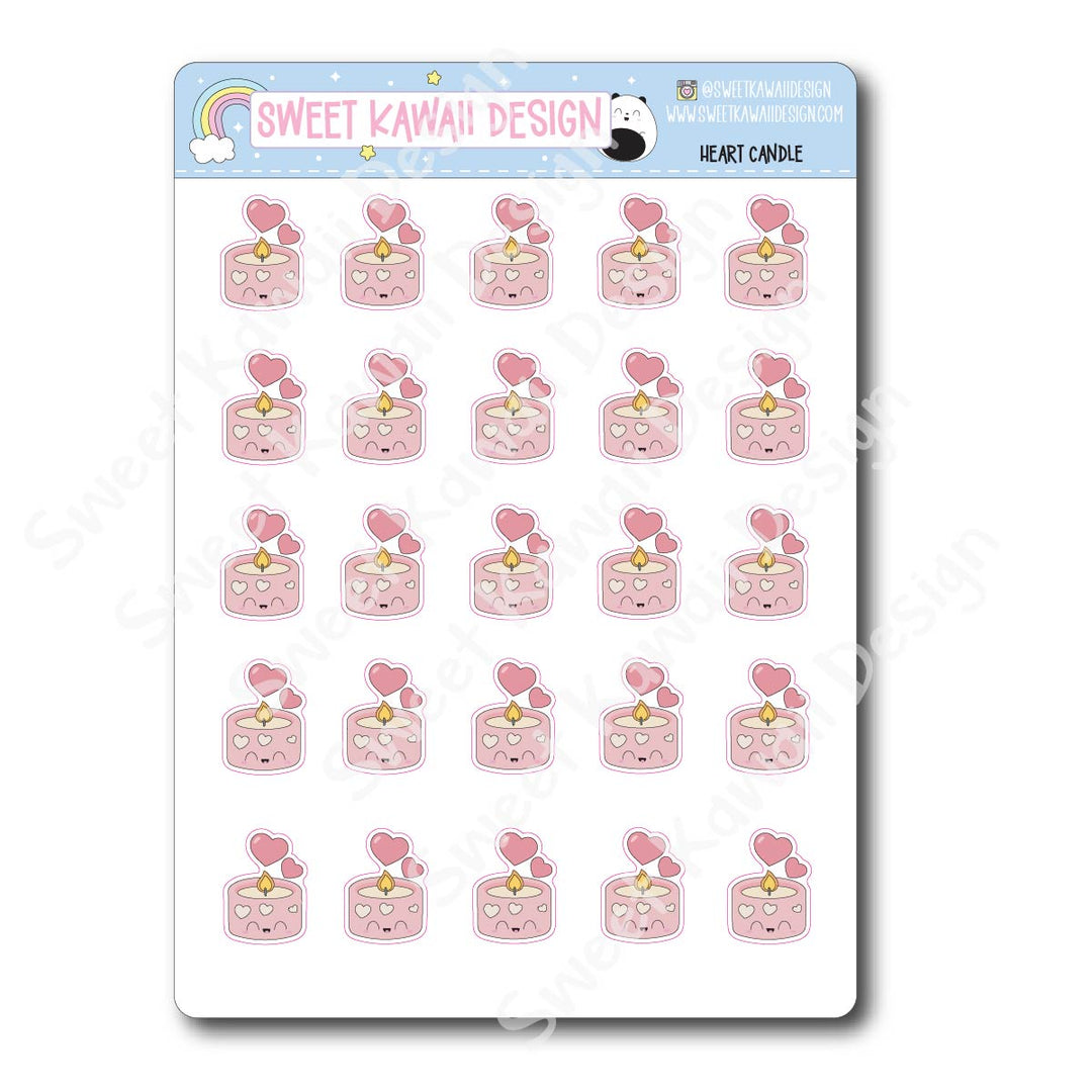 Kawaii Heart Candle Stickers