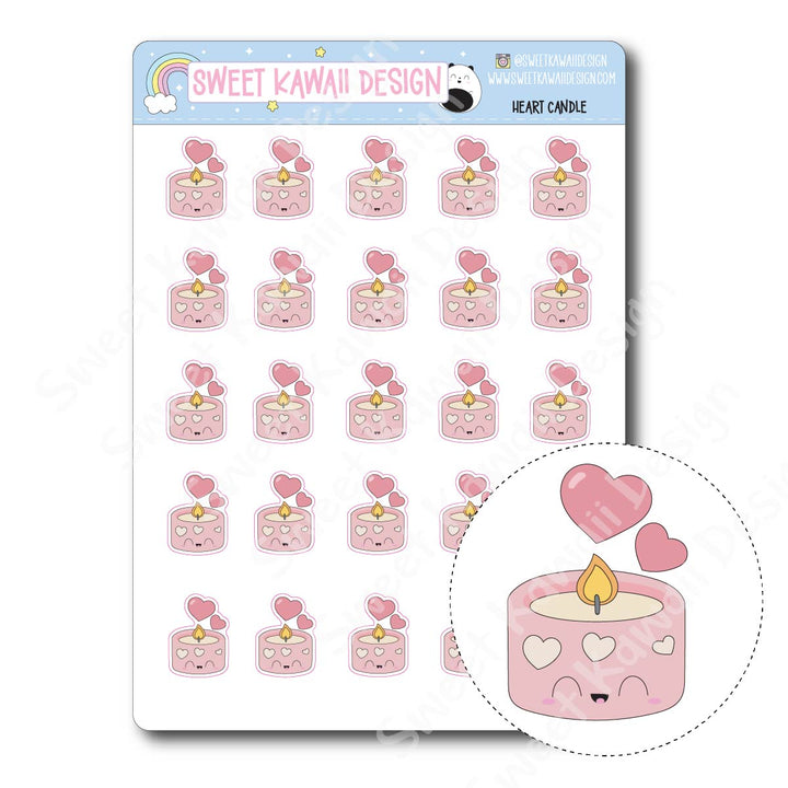 Kawaii Heart Candle Stickers
