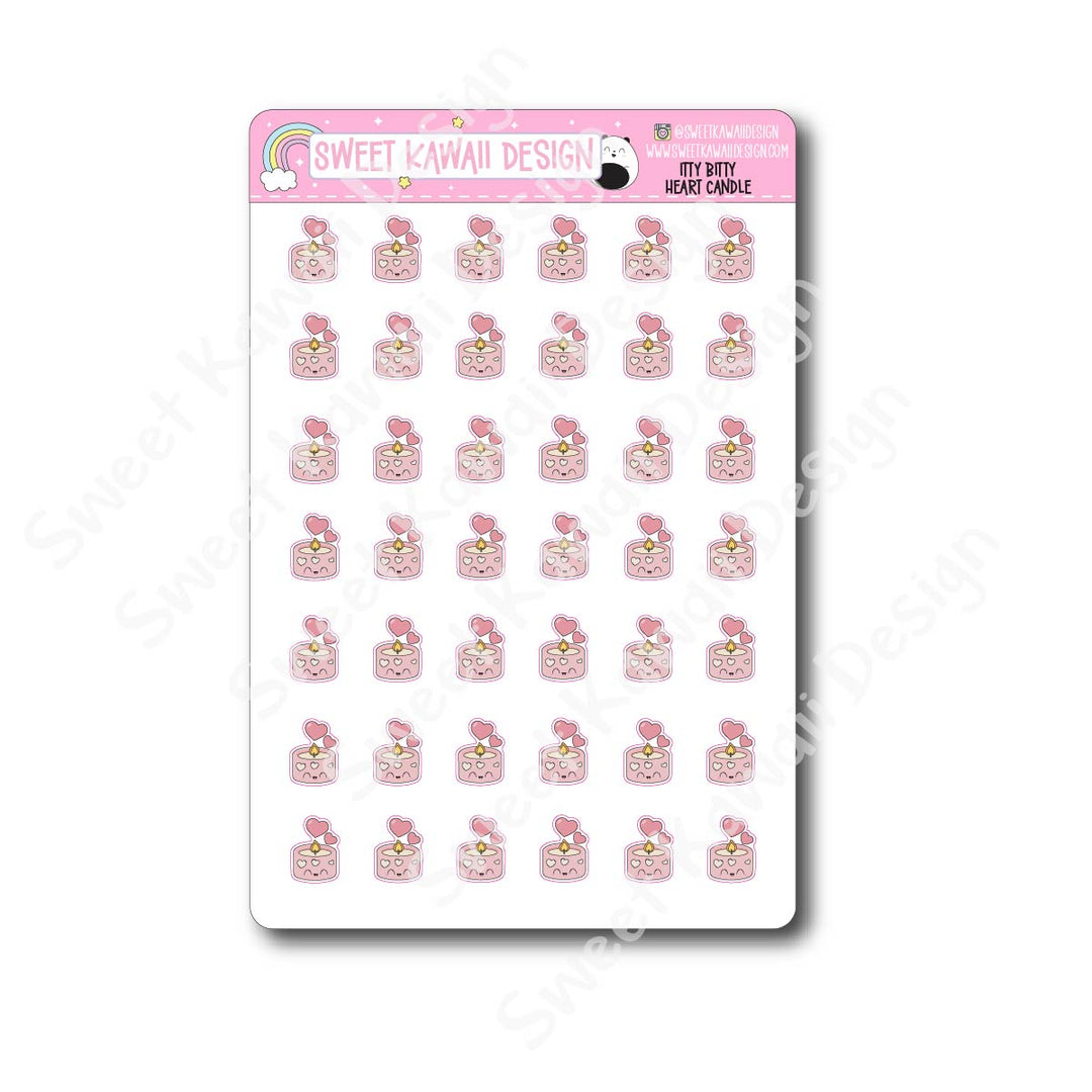 Kawaii Heart Candle Stickers