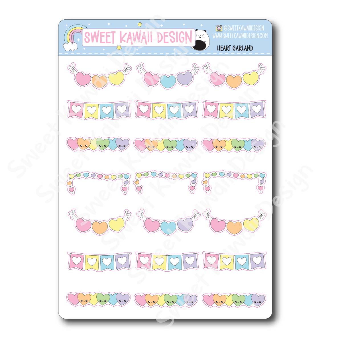 Kawaii Heart Garland Stickers