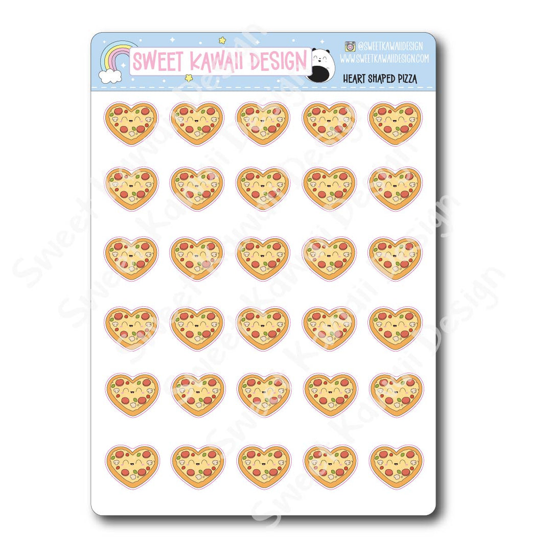 Kawaii Heart Shaped Pizza Stickers