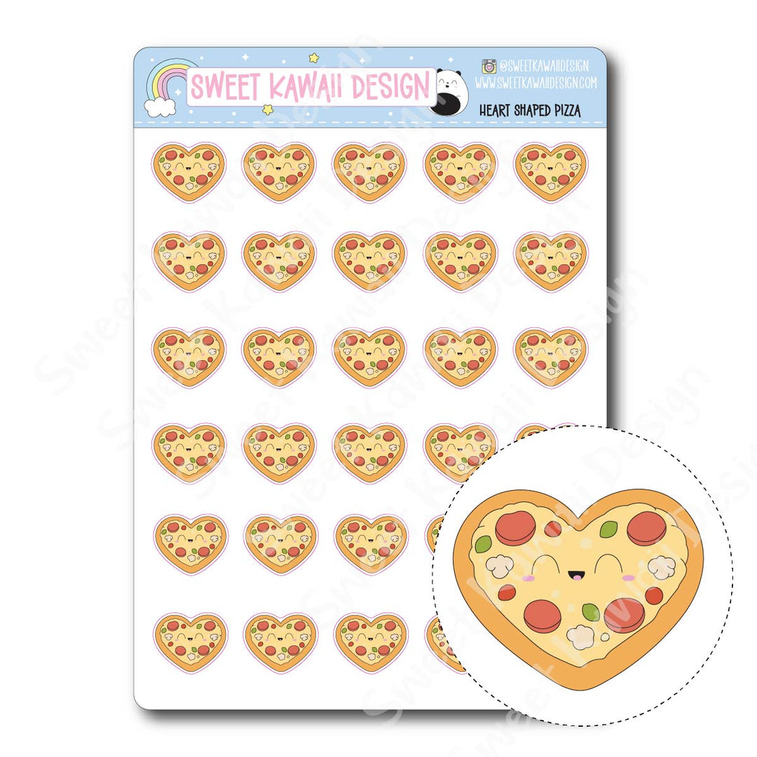 Kawaii Heart Shaped Pizza Stickers